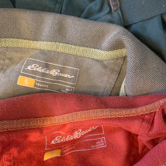 Eddie Bauer Travex Polo Shirt Mens L Lot of 5 Green Red Orange Short Sleeve - Picture 7 of 15